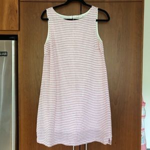 White and pink striped shift dress